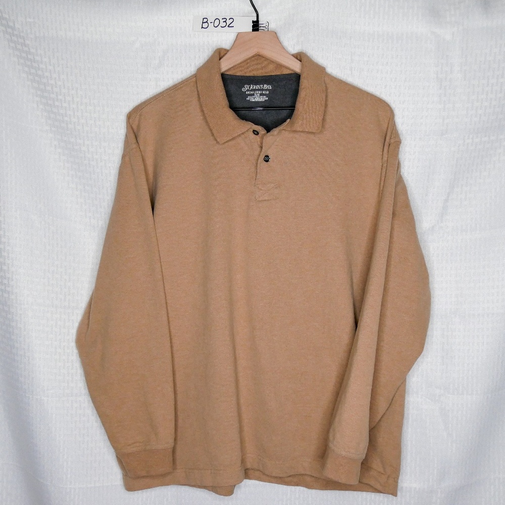 ST. JOHN'S BAY - SUEDED JERSEY POLO - TAN - XLARGE